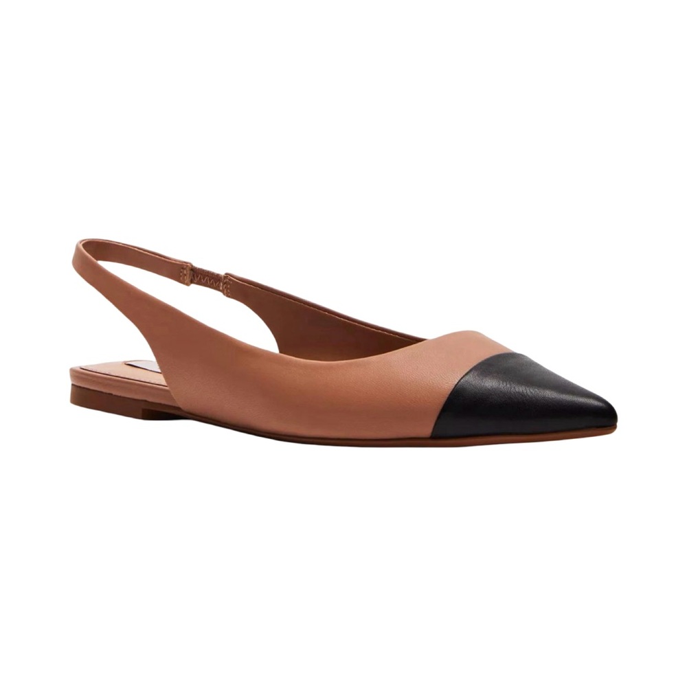 Steven By Steve Madden Black and Tan Pointed Cap Toe Slingback